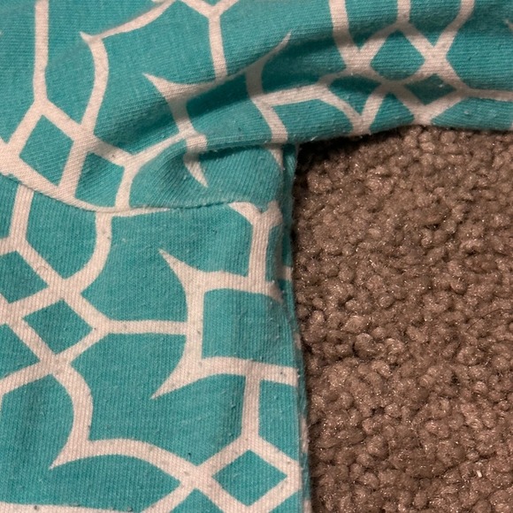 Gretchen Scott Teal White Geometric Print 3/4 Sleeve Knit Dress Size L - Picture 5 of 10